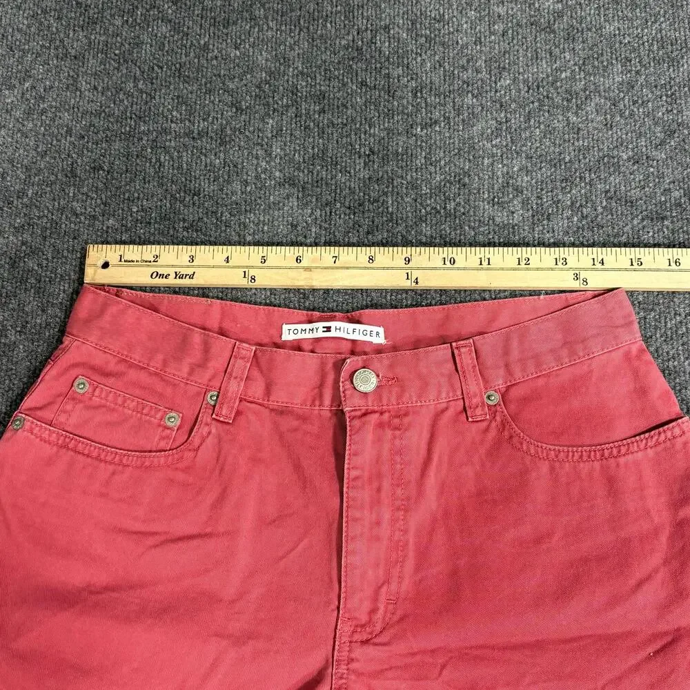 Tommy Hilfiger Shorts Womens 10 Red Pink Twill Chino Classic Fit Casual Summer